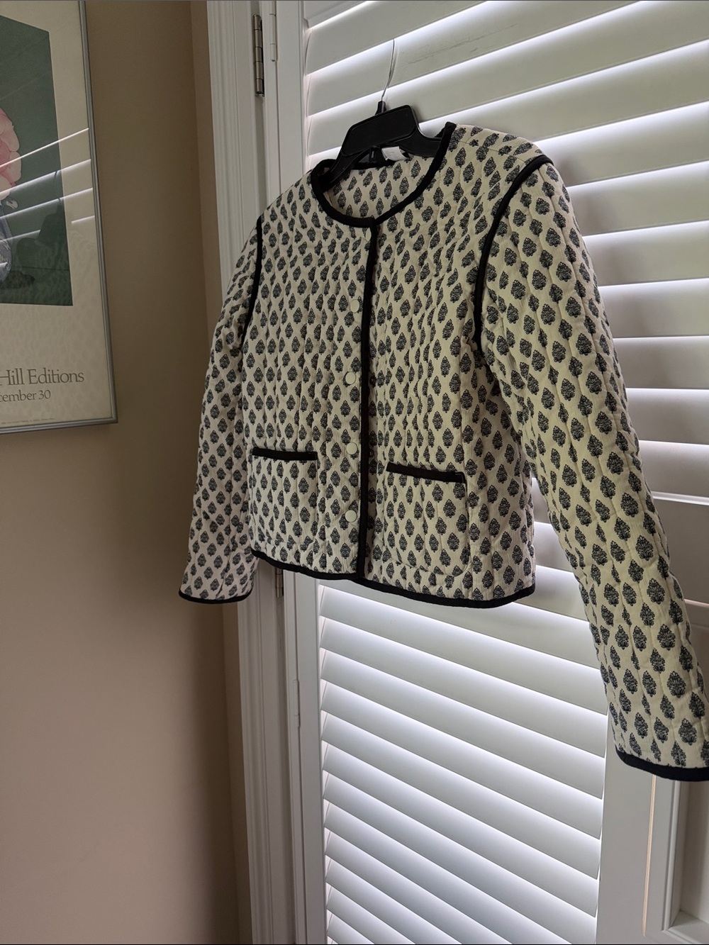 Divided Cream and Black Patterned Boxy Blazer jacket quilted